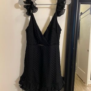 Black ruffle cocktail dress